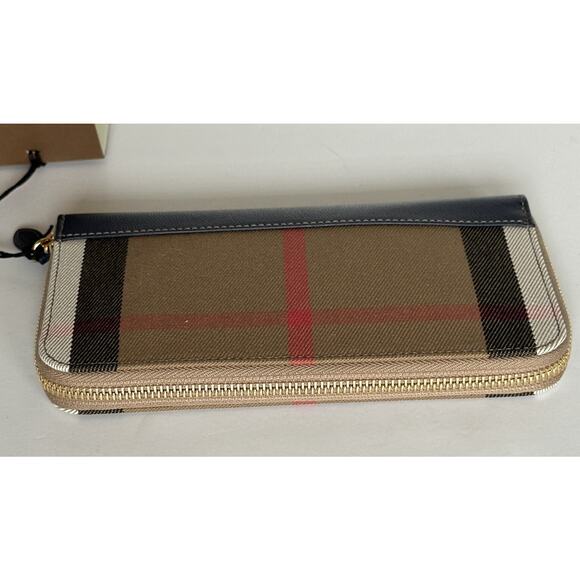 Burberry Zip Around Wallet Dark Canvas Blue 80845161 NWT $630 - Picture 5 of 15